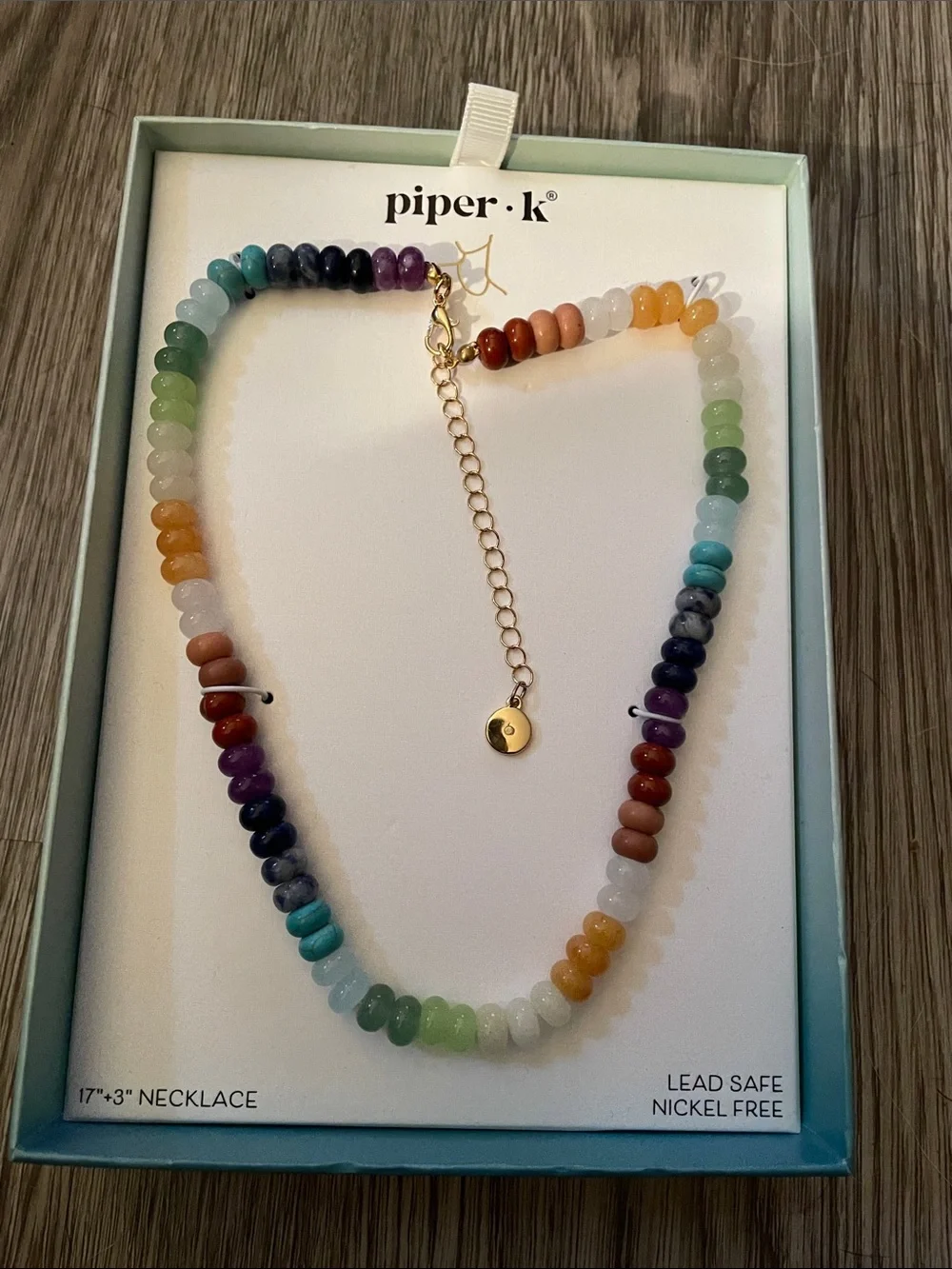 Piper Rainbow Gemstone Beaded Necklace with Gold Accent